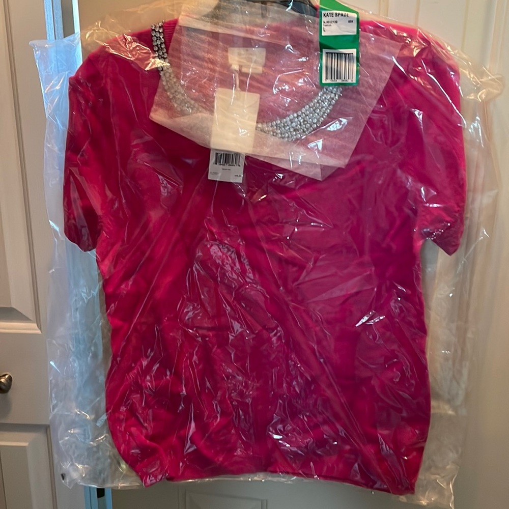 Pink Kate Spade Sweater; Rhinestone collar